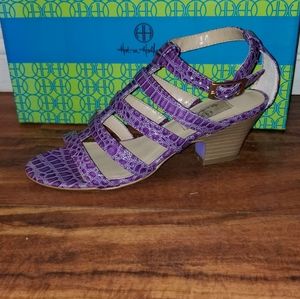 PURPLE CROCODILE SANDALS